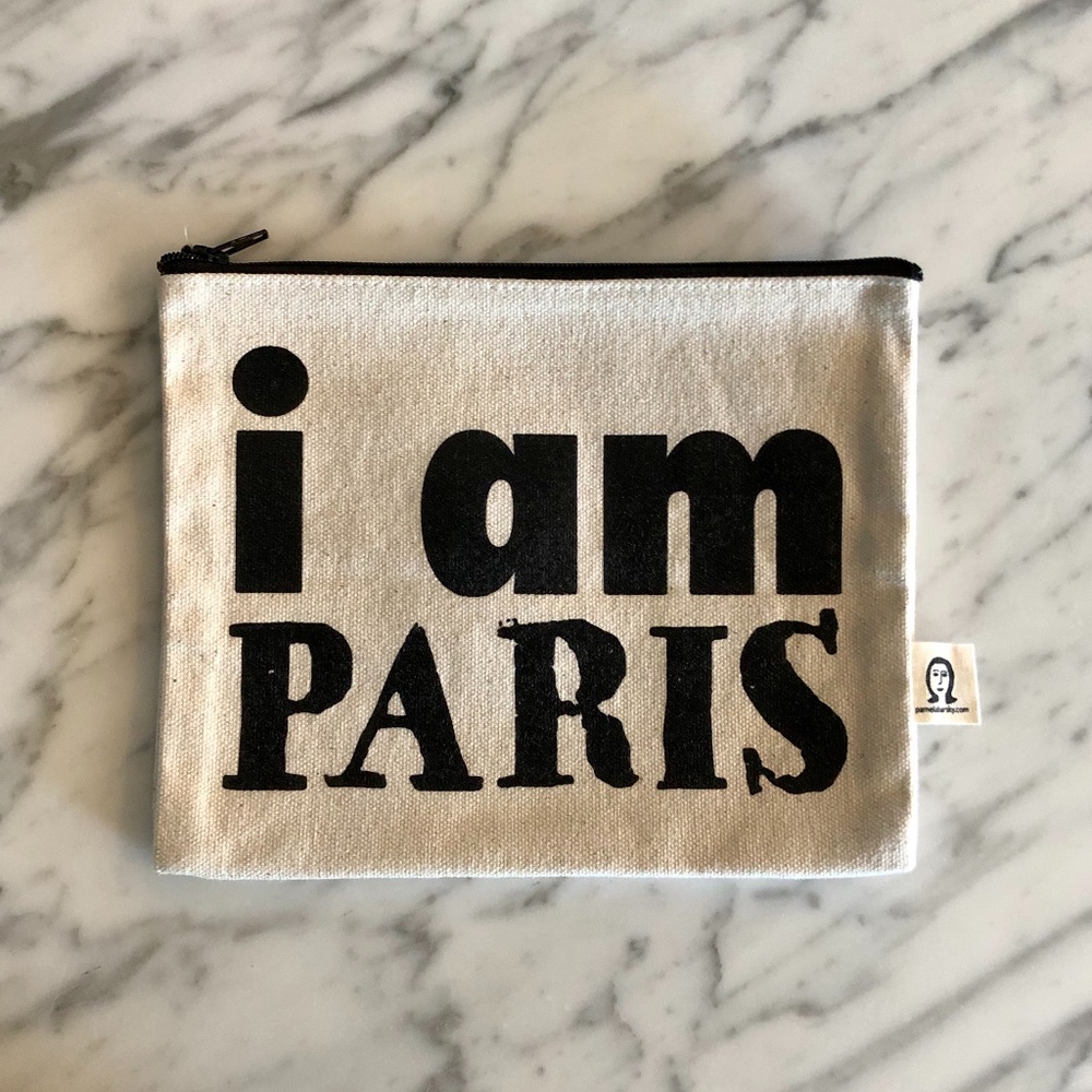 NWOT "I am PARIS" Canvas Zippered Pouch